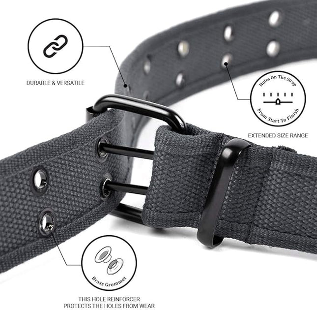 Boxed Gifts Parquet Casual Canvas Belt - Double Hole, Double Grommets for Men & Women