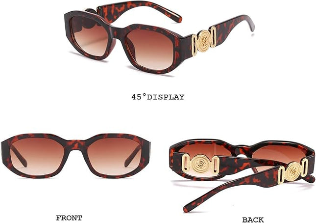 BUTABY Rectangle Sunglasses for Women Retro Driving Glasses 90’s Vintage Fashion Irregular Frame UV400 Protection