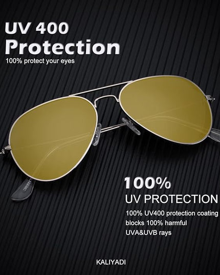 KALIYADI Classic Aviator Sunglasses for Men Women Driving Sun glasses Polarized Lens UV Blocking