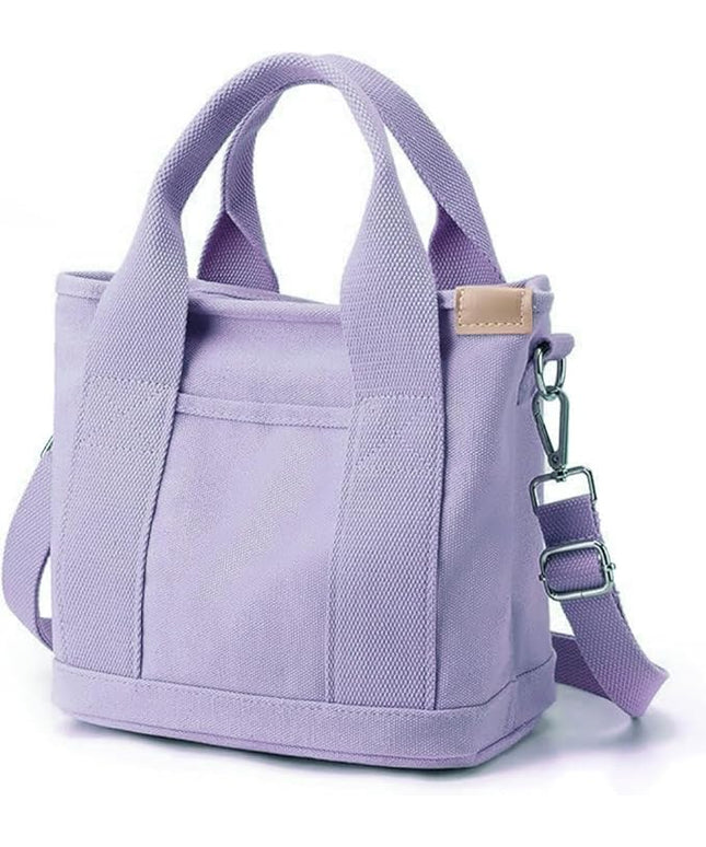 Small Tote Bag with Zipper, 2024 Canvas Multi-Pocket Crossbody Bag Shoulder Bag Satchel Hobo Bag Messenger Bag