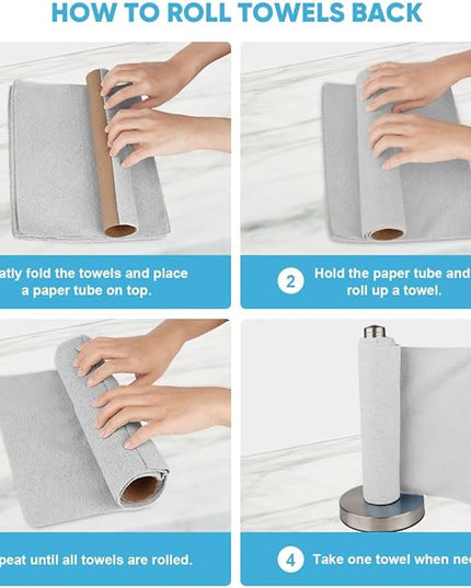 AIDEA Microfiber Cleaning Cloth 330 Sheets 6 Roll, Grey Microfiber Towels for Cars, Shop Towels, Shop Rags Washable, Cleaning Rags Reusable Paper Towels for Automotive, Workshops, House,11×9"