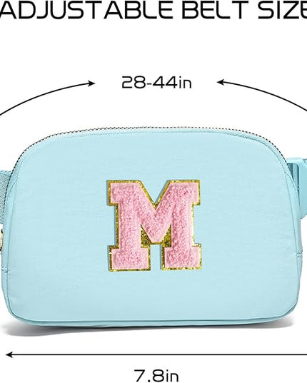 Gitus Gifts for 7 8 9 10 11 Year Old Girls Belt Bag Fanny Pack Crossbody Bags with Initial Letter Patch Birthday Gifts for Daughter Sister Friends Teen girls (Icing Blue-M)