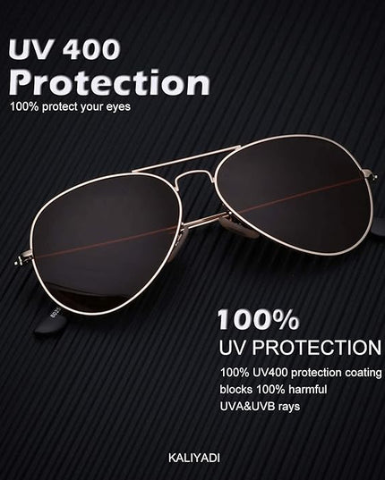 KALIYADI Classic Aviator Sunglasses for Men Women Driving Sun glasses Polarized Lens UV Blocking