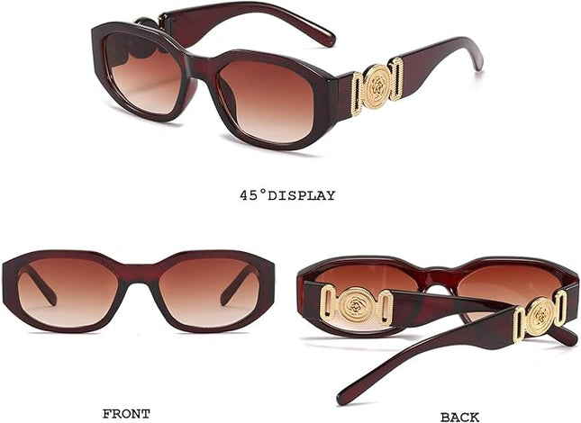 BUTABY Rectangle Sunglasses for Women Retro Driving Glasses 90’s Vintage Fashion Irregular Frame UV400 Protection