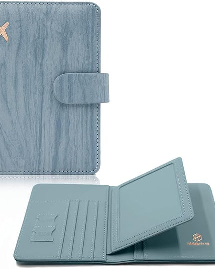 Melsbrinna Rfid Passport Holder for Travel women/Men, Cute Passport Wallet Rfid Blocking Card Slots, Rfid Passport Cover/CaseTravel Wallet, Passport Book Holder (1, Blue1)