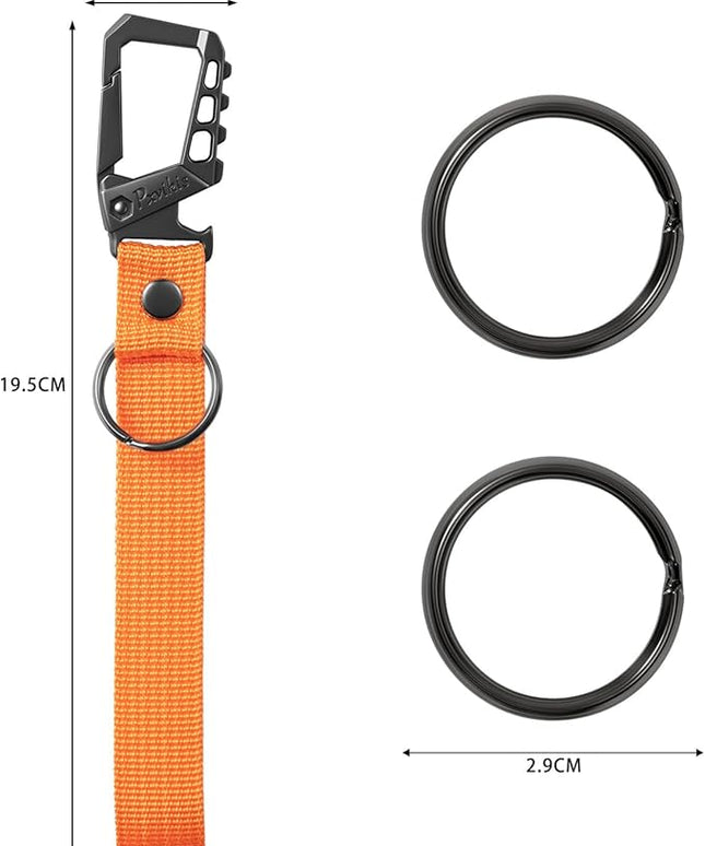 Metal heavy duty key chain carabiner clip bottle opener wrist lanyard ring car key fob unisex for men and women