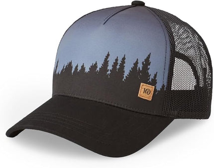 tentree Juniper Graphic Baseball Snapback Cap – Organic Cotton, Adjustable Fit, 2-Way Stretch Fabric, Eco-Friendly & Sustainable, Breathable & Absorbent, Unisex, Meteorite Black/White – One Size
