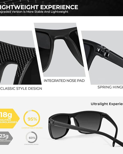 KALIYADI Polarized Sunglasses for Men, Lightweight Sun Glasses with UV Protection for Driving Fishing Golf