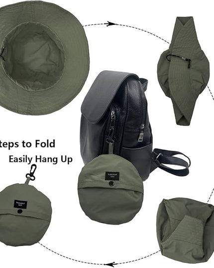 woogwin Waterproof Bucket Rain Hat with Chin Strap Quick Dry Packable Boonie Sun Hat Safari Hat UV Protection