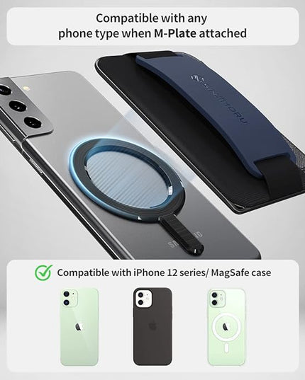 Sinjimoru for 3 in 1 MagSafe Wallet 2600g Magnetic Strength Phone Grip with Stretchy Fabric Secure Flap Anti-Drop Tag Holder for iPhone 16 15 14 13 12 M-BGRIP Clementine