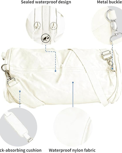 Expandable Crossbody Bag, Trendy Waterproof Nylon Wrinkle Fabric Sling Shoulder Purse for Women & Men