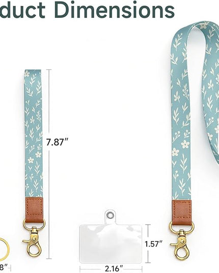 Cell Phone Lanyard with Wrist Strap, Simple Flat Leaf Neck Lanyard for Phones, Car Keys, Wallet and ID Badge – Universal Set