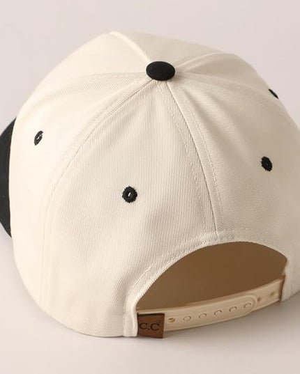 MIRMARU Two-Tone Vintage Canvas Trucker Hats for Men & Women, Adjustable Size Baseball Caps with Trendy Embroidered Design