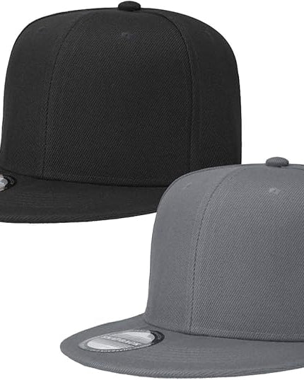 Classic Snapback Hat Cap Hip Hop Style Flat Bill Blank Solid Color Adjustable Size