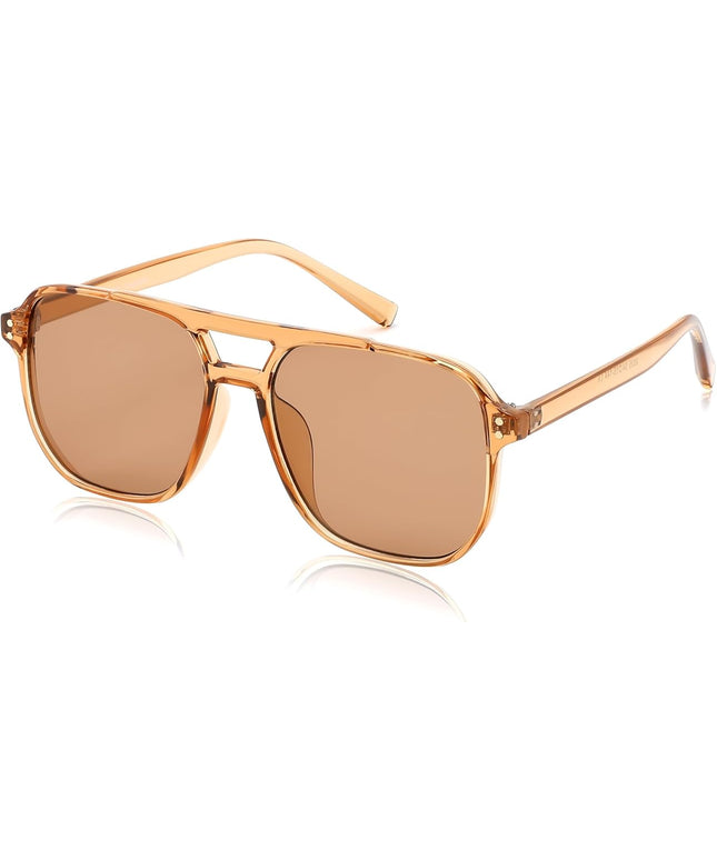 FEISEDY Retro Square Aviator Sunglasses Women Men 70s Vintage Trendy Plastic Frame Sun Glasses B2835
