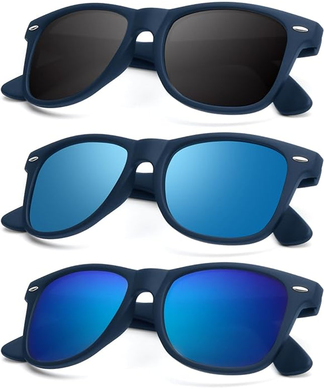 KALIYADI Polarized Sunglasses for Men and Women Matte Finish Sun glasses Color Mirror Lens UV Blocking (3 Pack)