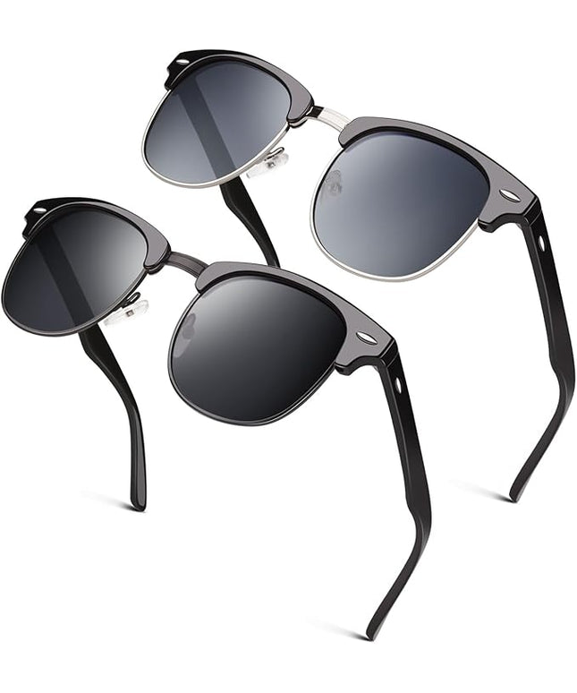 GQUEEN Classic Horn Rimmed Semi Rimless Polarized Sunglasses for Men Women GQO6