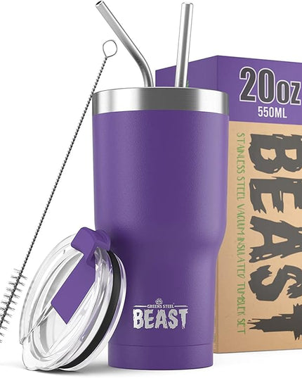 Beast 20 oz Tumbler Stainless Steel Vacuum Insulated Coffee Ice Cup Double Wall Travel Flask (Purple)