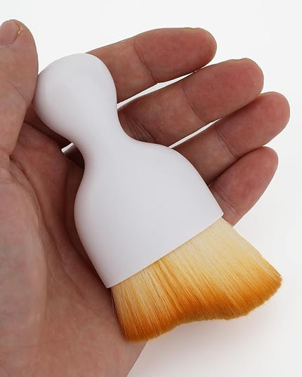 Car Detailing Brush, Soft Bristle Cleaning Brush, Scratch-Free Auto Duster Tool for Dashboard, Air Vents, Leather & Interior Cleaning (White&Brown with Cap)