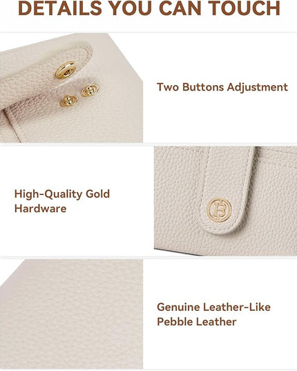 BOSTANTEN Slim Wallet for Women Small RFID Blocking Credit Card Holder Leather Bifold Wallets with Zipper Coin Pocket Beige