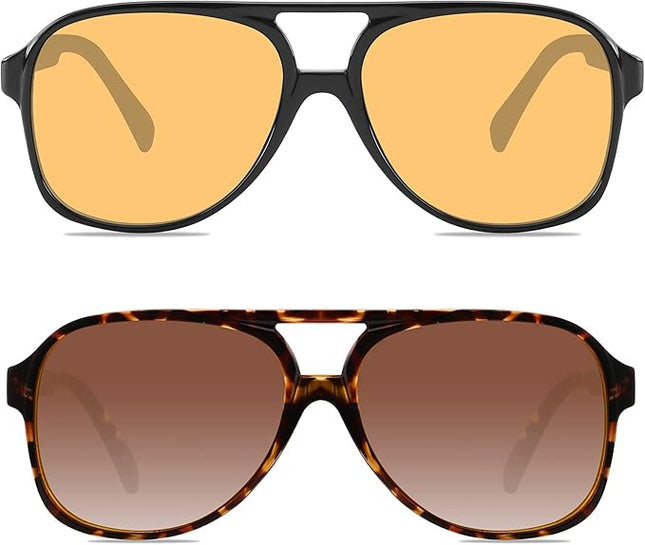 YDAOWKN Retro Aviator Sunglasses for Women Mens Large Frame Classic Vintage 70s Sun Glasses Aviators