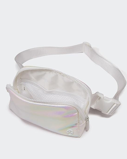 Pander Two Way Zipper Fanny Pack Nylon Everywhere Belt Bag for Women, Water Repellent Waist Packs, Crossbody Bags with Adjustable Strap(Iridescent).