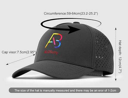 AB ALOSUNY Men Adjustable Baseball Cap with Curved Breathable Quick-Drying Laser-Cut Mesh Back Closure Hat
