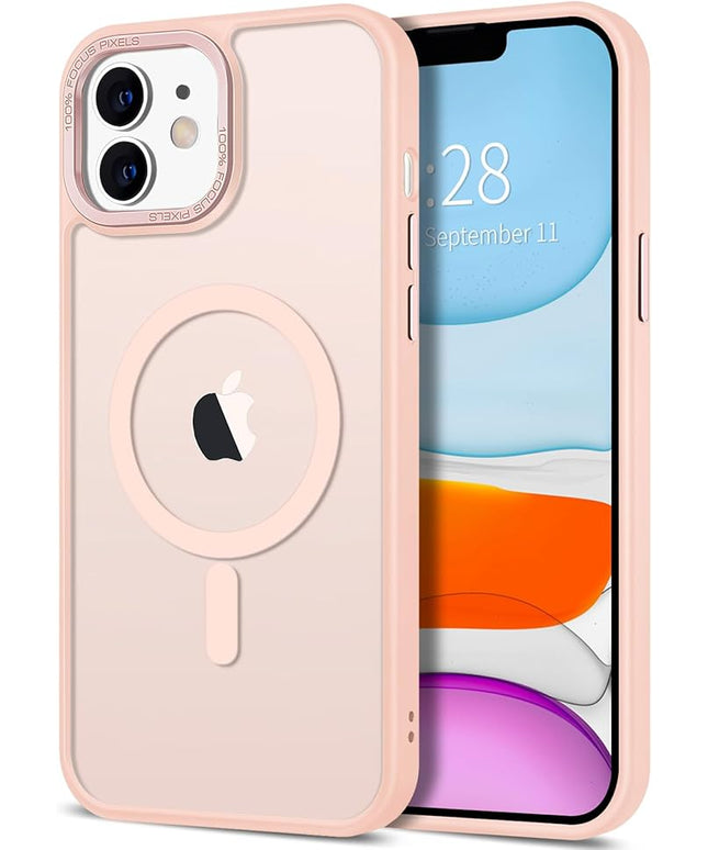 Hython Case for iPhone 11 Case Magnetic Translucent Matte Phone Cases 6.1" [Compatible with MagSafe] Thin Slim Fit Shockproof Bumper Hard Protective Cover for Women Men Girls, Frosted Pink