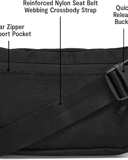 Baboon to the Moon Fanny Pack Full Size 3L Water Repellent Waist Bags Crossbody Belt Bag Lightweight Travel Everyday Bag for Men Women, Black