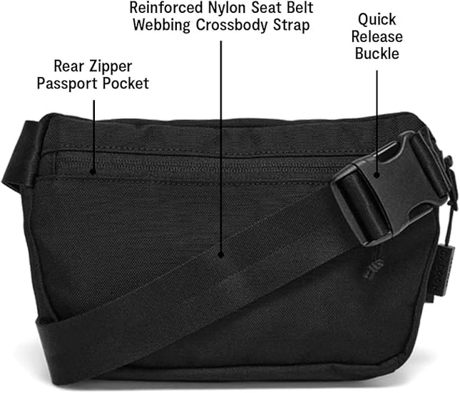 Baboon to the Moon Fanny Pack Full Size 3L Water Repellent Waist Bags Crossbody Belt Bag Lightweight Travel Everyday Bag for Men Women, Black