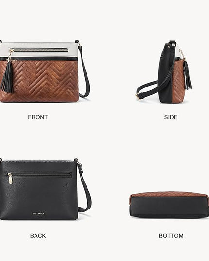 BOSTANTEN Crossbody Purses for Women Medium Shoulder Bag Quilted Handbags with Zipper Pocket