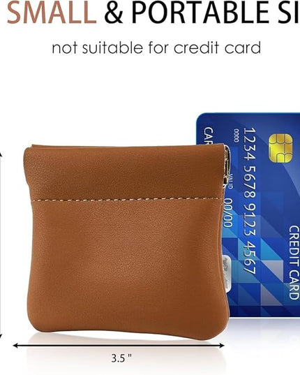 ZYLOXAR Squeeze Coin Purse Genuine Leather Wallet Compact Change Holder Travel Pouch for Women Gift Box (Brown)