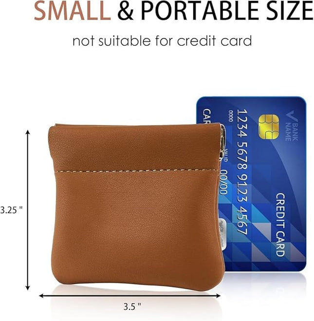 ZYLOXAR Squeeze Coin Purse Genuine Leather Wallet Compact Change Holder Travel Pouch for Women Gift Box (Brown)