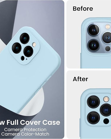 FireNova Designed for iPhone 13 Pro Case, Silicone Upgraded [Camera Protection] Phone Case with [2 Screen Protectors], Soft Anti-Scratch Microfiber Lining Inside, 6.1 inch, Sky Blue