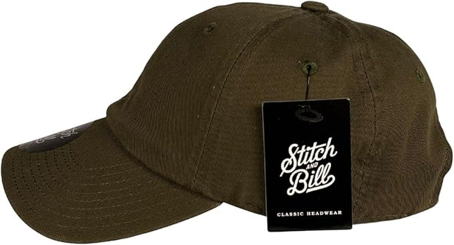 Stitch and Bill Mens Athletic Deep-Crown Baseball Cap 100% Soft Cotton Unstructured Dad Hat Outdoors Adjustable