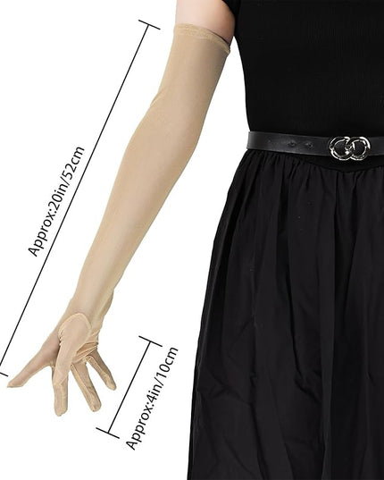 THARAHT Women Long Gloves with Satin Elbow Length for 1920s Opera Tea Party Costumes Bridal Evening Dress