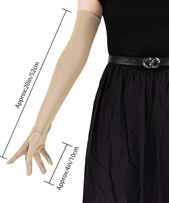 THARAHT Women Long Gloves with Satin Elbow Length for 1920s Opera Tea Party Costumes Bridal Evening Dress
