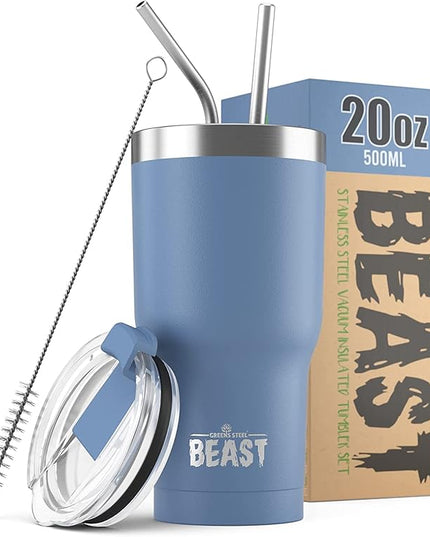 Beast 20 oz Tumbler Stainless Steel Vacuum Insulated Coffee Ice Cup Double Wall Travel Flask (Stormy Sky Blue)