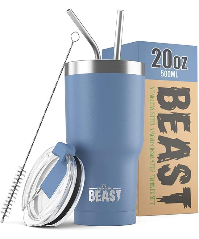 Beast 20 oz Tumbler Stainless Steel Vacuum Insulated Coffee Ice Cup Double Wall Travel Flask (Stormy Sky Blue)