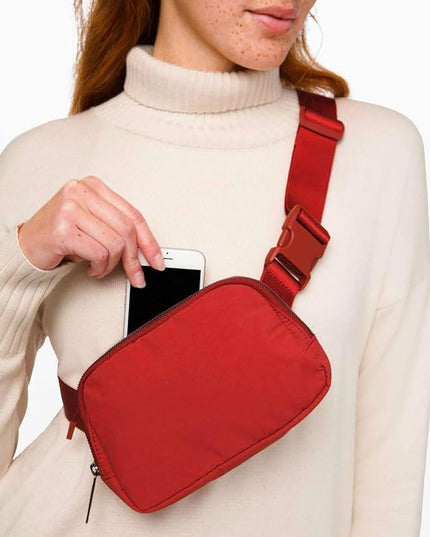 YOSHUYUKI Fanny Pack Cross Body Bag Small Crossbody Bags for Women Men Trendy Nylon Waterproof Mini Purse Travel Running Belt Lulu Dupes Bum Hip Chest Waist Pack Side Bag Must Have Red