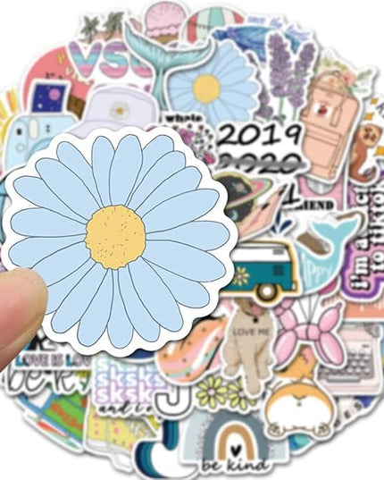 Girl's Cute Water Bottle Stickers 50 PCS Waterproof Laptop Aesthetic Stickers for Teens Kids