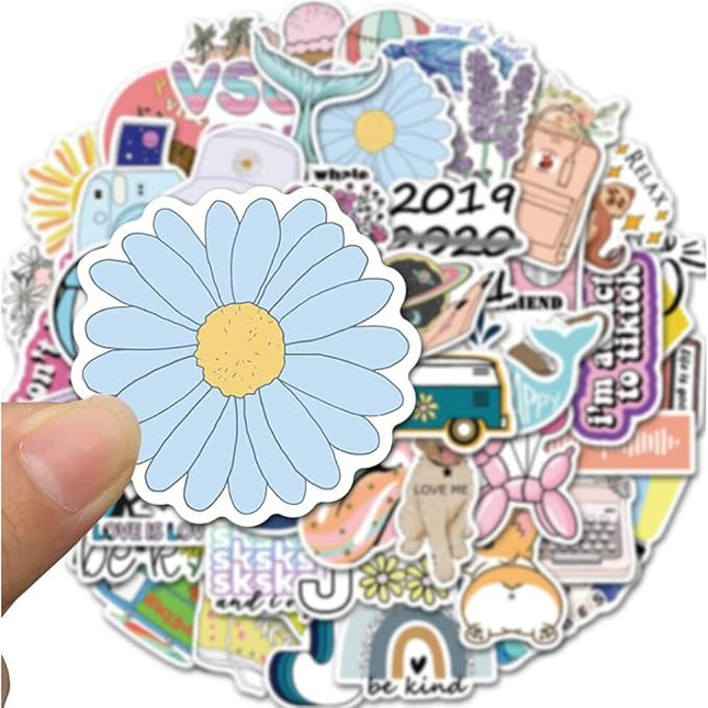 Girl's Cute Water Bottle Stickers 50 PCS Waterproof Laptop Aesthetic Stickers for Teens Kids