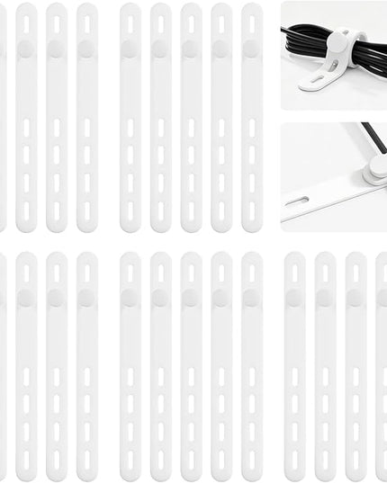 25Pack Silicone Cable Ties,Reusable Cord Organizer for Bundling Electrical Cords,Adjustable Data Cable Organizer Ties,High Elasticity Cable Straps for Home/Office/School/Travel(White)