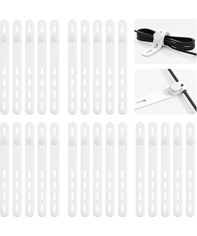 25Pack Silicone Cable Ties,Reusable Cord Organizer for Bundling Electrical Cords,Adjustable Data Cable Organizer Ties,High Elasticity Cable Straps for Home/Office/School/Travel(White)