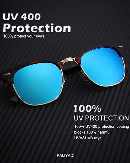 KALIYADI Polarized Sunglasses for Men and Women Semi-Rimless Frame Driving Sun glasses UV Blocking