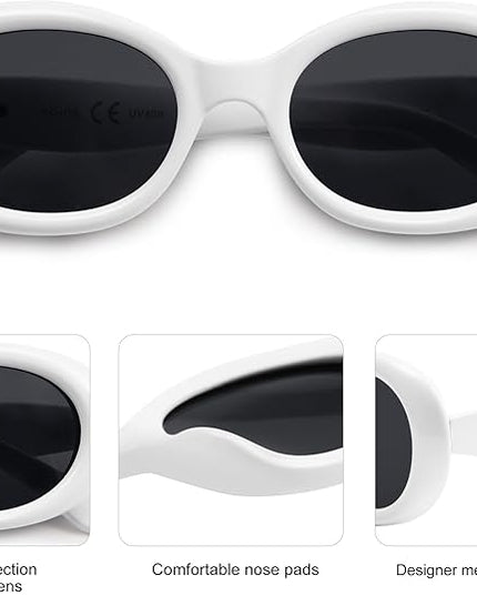 SOJOS Small Retro Oval Polarized Sunglasses for Women Men 90s Vintage UV400 Protection Tiny Sun Glasses SJ2286