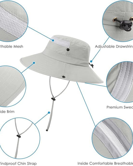 3 Pack Mens Boonie Sun Hat UV Protection Outdoor Bucket Fishing Hat for Hiking Safari & Gardening