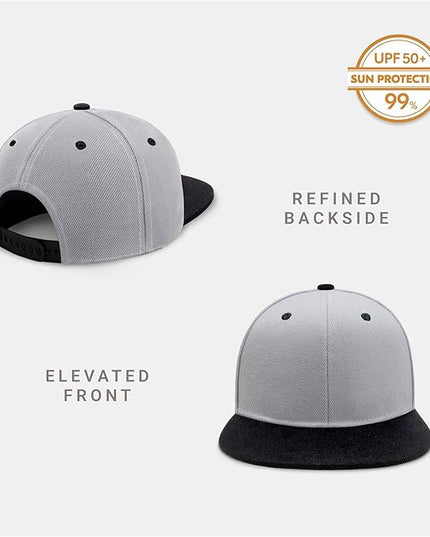 CHOK.LIDS Flat Bill Visor Classic Snapback Hat Blank Adjustable Brim High Top End Trendy Color Style Plain Tone Baseball Cap