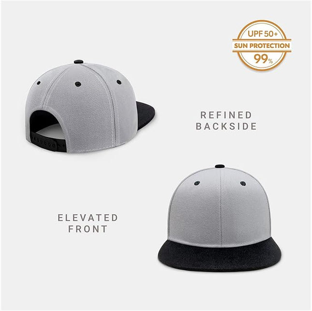 CHOK.LIDS Flat Bill Visor Classic Snapback Hat Blank Adjustable Brim High Top End Trendy Color Style Plain Tone Baseball Cap