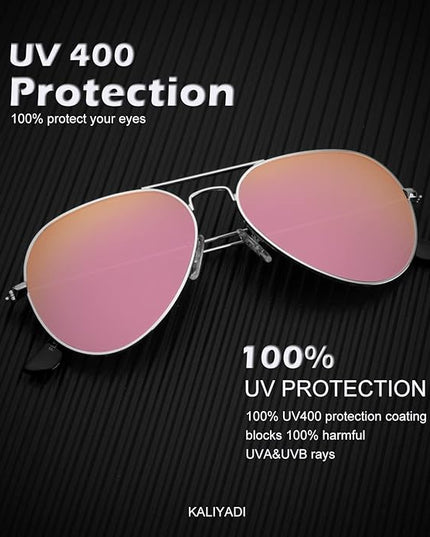 KALIYADI Classic Aviator Sunglasses for Men Women Driving Sun glasses Polarized Lens UV Blocking